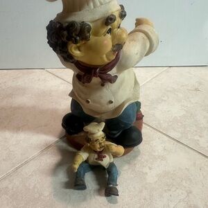 Charming Chef Figurine Set - Cream and Black